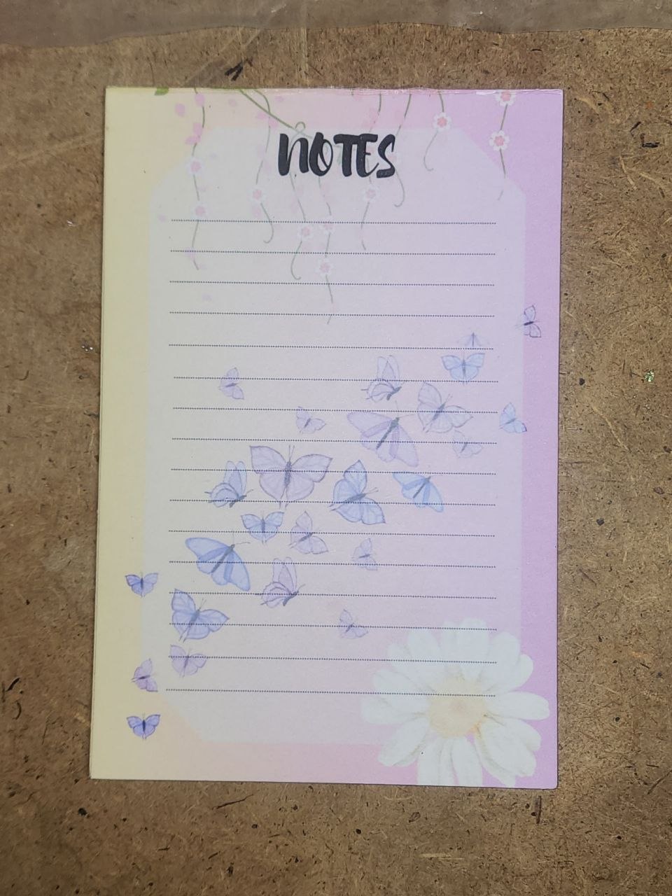 Handmade 'Butterflies & Notes' personalized notepad