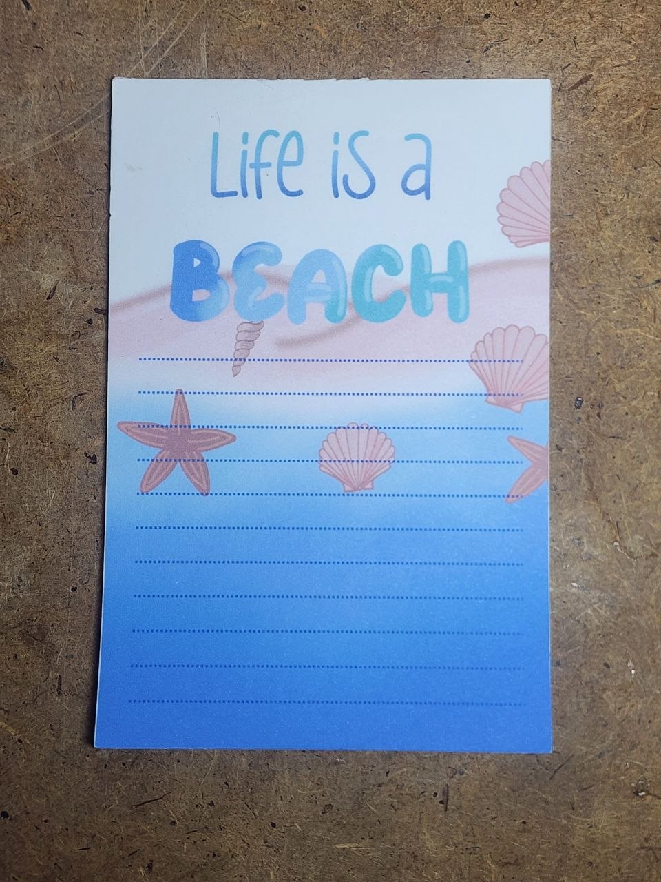 Handmade 'Life is a Beach' personalized notepad